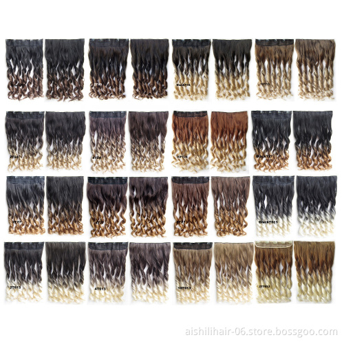 Top Quality wavy clip-on hair extension body wave wig Clip in Hairpieces for girl